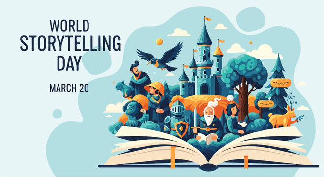 Vibrant illustration of a fantasy scene on an open book