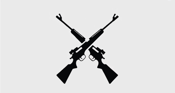 A minimalist design featuring two crossed guns