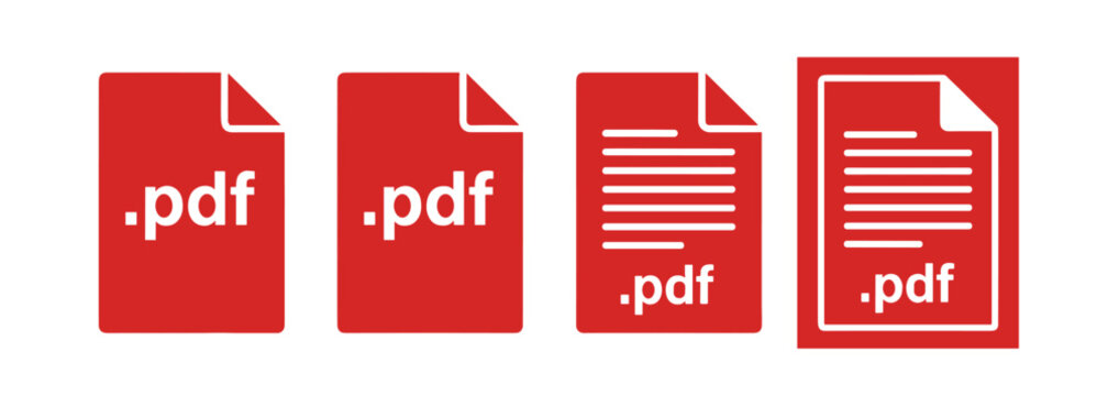 PDF file document icon. Format, download button, paper extension symbol, digital text reader, official report and media graphic.