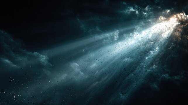 dramatic sky with rays piercing through clouds