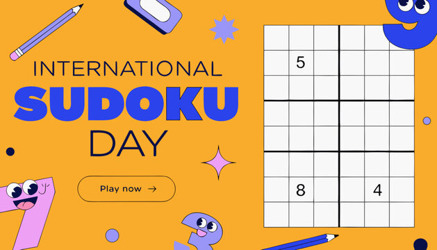 International Sudoku Day, puzzle grid, brain teaser, vector illustration
