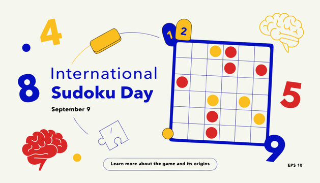 International Sudoku Day, puzzle grid illustration, brain teaser, September 9, math game