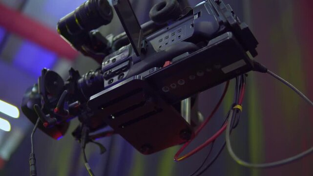 Professional broadcast camera on crane jib