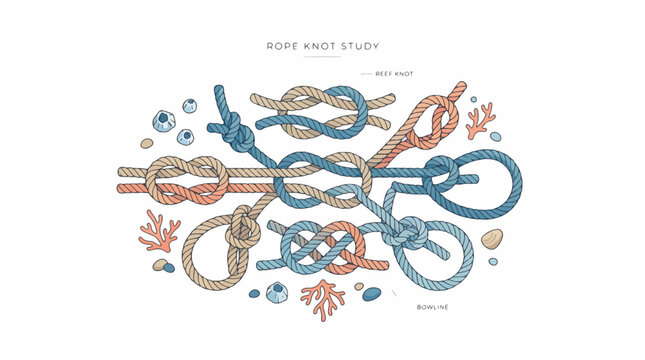 Colorful illustration of various knots.