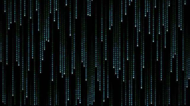 Vertical Binary Code Data Stream Loop with Alpha Channel