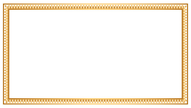 Rectangle golden certificate border pattern line photo frame islamic wedding invitation background with mandala squire frame