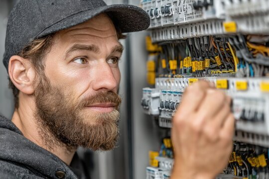 electrician working on electrical panel