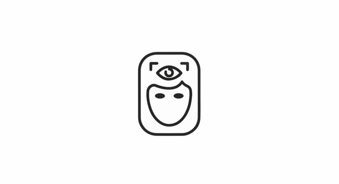 Stylized icon of a face with an eye and scanner marks