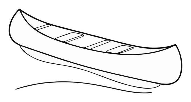 Canoe boat floating hover mode minimalist line icon. Generative AI