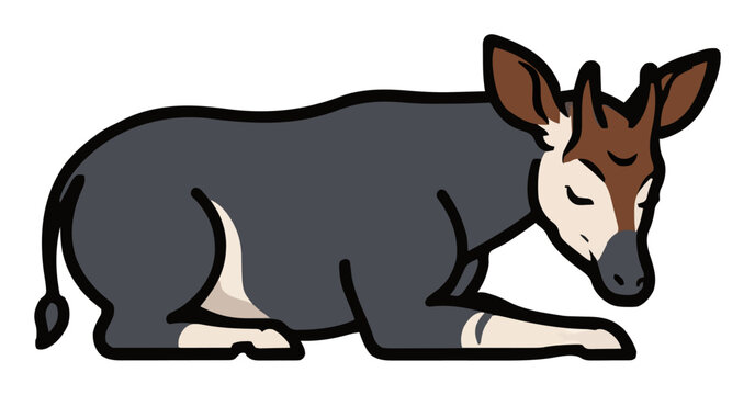 Okapi sleeping peacefully side view vector illustration. Generative AI
