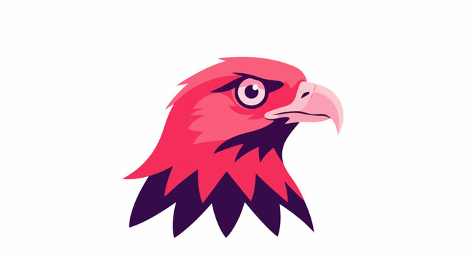 Stylized profile view of a red hawk head with sharp features