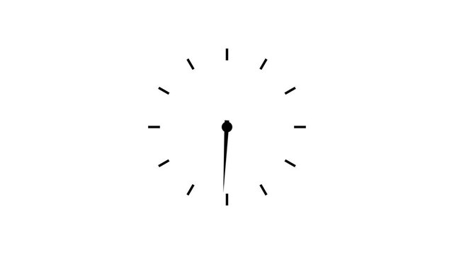 Clock spinning, watch animation on transparent background with alpha channel. Clock icon flat style 12. hours day and night fast speed with moving timer clock rotation 4k video