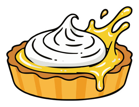 Lemon meringue tart splash vector illustration. Generative AI