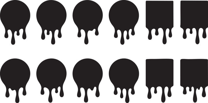 Black Dripping Skulls Row Gothic Horror Dark Grunge Vector Art Illustration