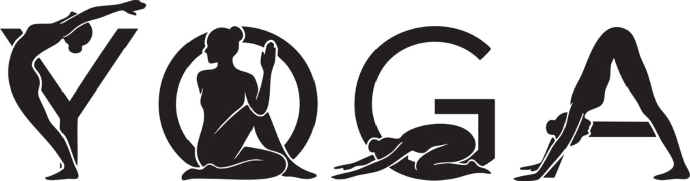 Yoga Stylized Grunge Text Logo Rough Lettering Word Art Vector Illustration