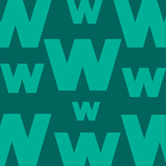 Obraz premium Modern seamless pattern background featuring the letter W in various sizes with a stylish teal and dark green color palette. Perfect for branding, wallpaper, and graphic design.