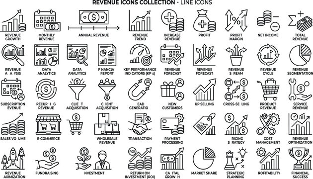 Revenue Icons Collection - Line Icons for Business Growth