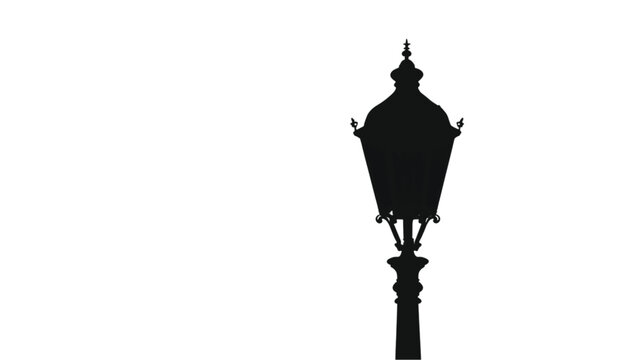 Streetlamp silhouette stands as a classic ornamental outdoor light fixture that provides a decorative element for architectural design layouts and urban planning presentations needing clean graphics.