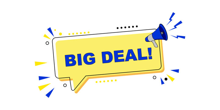 Big Deal Announcement Megaphone Speech Bubble Promotion Marketing Graphic.