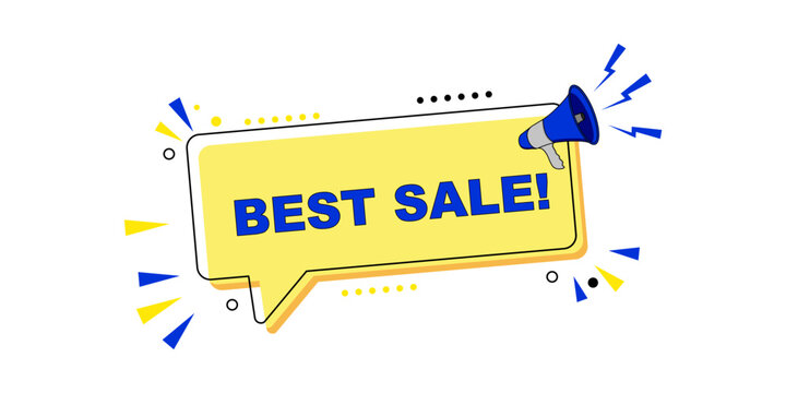 Best Sale megaphone announcement speech bubble graphic.