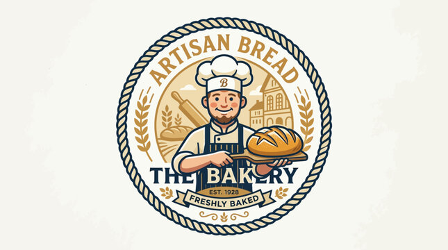 Artisan Bread The Bakery Freshly Baked Logo Design Vector Illustration