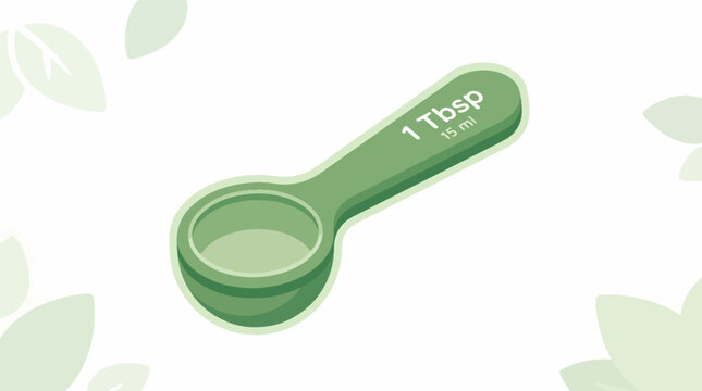Green plastic measuring spoon tablespoon.