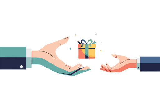 Two hands exchanging a gift