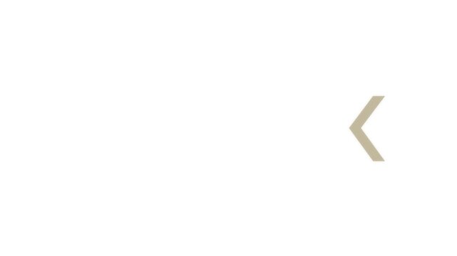 Left pointing yellow chevron arrows icon white background, 4k video.