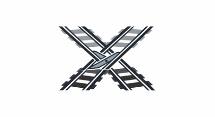 Fototapeta premium Two crossing railroad tracks form an 
