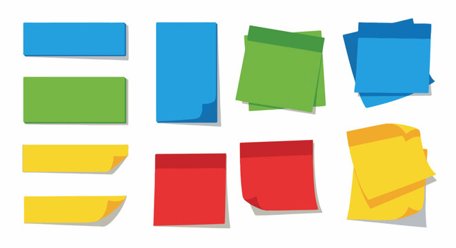 Various colorful sticky notes in different shapes and orientations