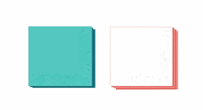 Two stacks of papers, one solid teal, the other pages with pink edges