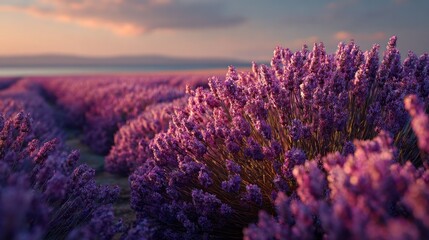 Fototapeta premium lavender field at sunset