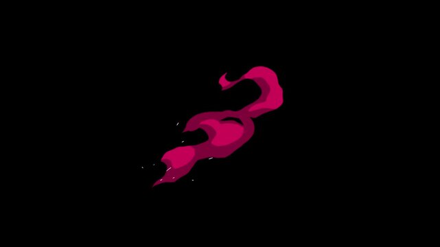 Looped 2d cartoon smoke animation featuring comic flash FX, glowing smoke bursts, animation with comic style smoke FX, cartoon smoke explode effects, hand drawn electric with black screen background.