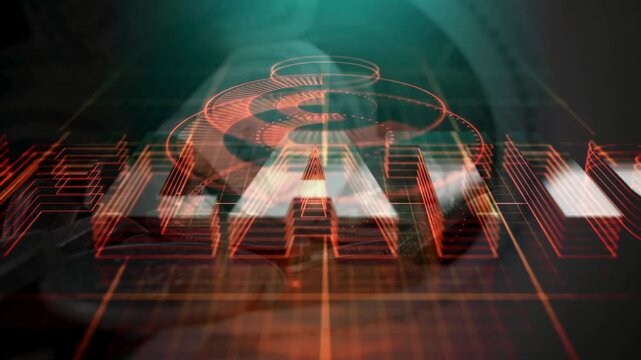 3D text "INFLATION" over blurred falling US dollar bills and coins on a dark background. Concept of economic crisis, rising prices, and currency devaluation.