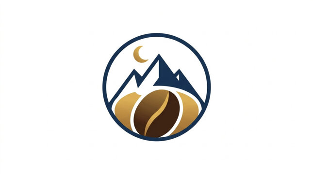 Coffee Bean Mountain Moon Logo Design.
