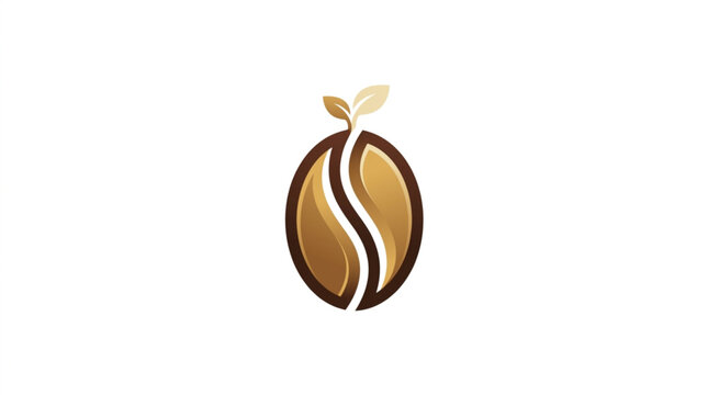 Coffee bean sprout logo design concept.