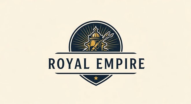 Royal Empire emblem with globe and crown design.