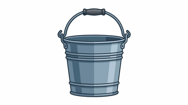 Gray Metal Bucket with Handle.