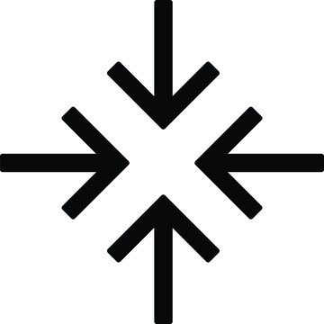 Four way inward arrows compress center icon in minimalist line art