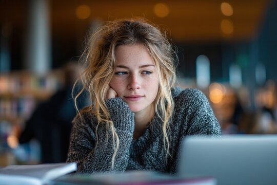 focused student studying on laptop