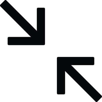 Diagonal compress inward arrows icon in minimalist line art style