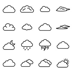 Fototapeta premium Cloud Icons Collection: Weather Symbols, Sky Elements, Weather Forecast Icons