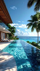 Obraz premium A serene infinity pool overlooking a tropical ocean (11)