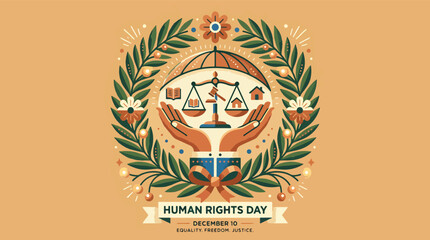 Obraz premium Human Rights Day Emblem Illustration Design.