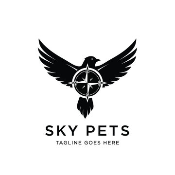 Bird silhouette logo with a compass rose integrated into the center.