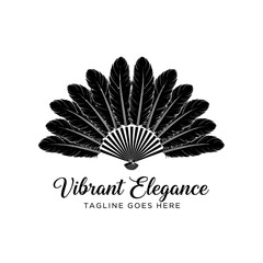 Add a touch of vintage glamour and sophisticated style to your brand with this vibrant elegance feather fan accessory symbol. © Stylee
