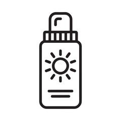 Fototapeta premium Simple black and white line drawing of a sunscreen bottle
