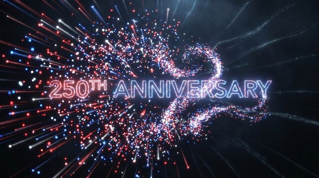 250th Anniversary USA fireworks celebration banner, American 250th Anniversary fireworks dark background, USA 250 years independence fireworks display
