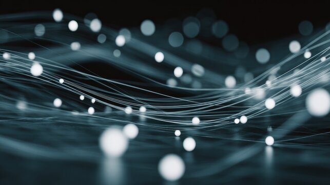 Glowing digital threads weave complex patterns across a dark, abstract background.