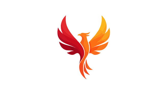 Abstract Phoenix Bird Logo Design in Red and Orange Gradient